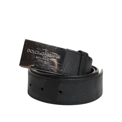 Dolce & Gabbana Black Leather Classic Metal Logo Buckle Belt