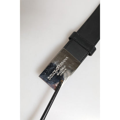 Dolce & Gabbana Black Leather Classic Metal Logo Buckle Belt