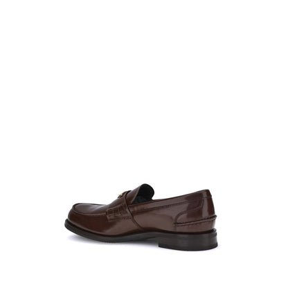 Prada Brown Calf Leather Bos Taurus Slip-On Loafers