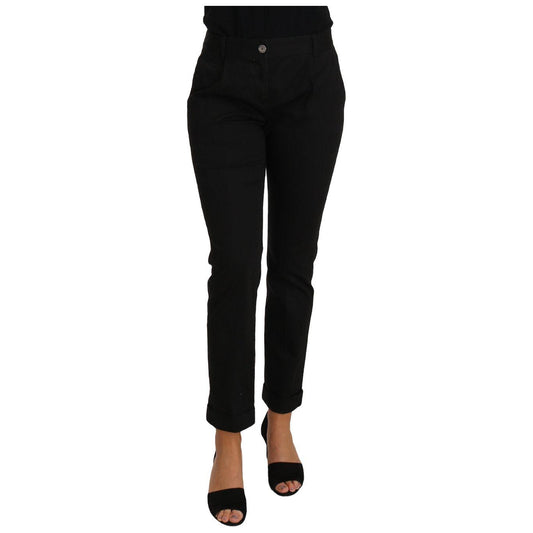 Dolce & Gabbana Elegant Black Cotton Dress Pants Dolce & Gabbana Black