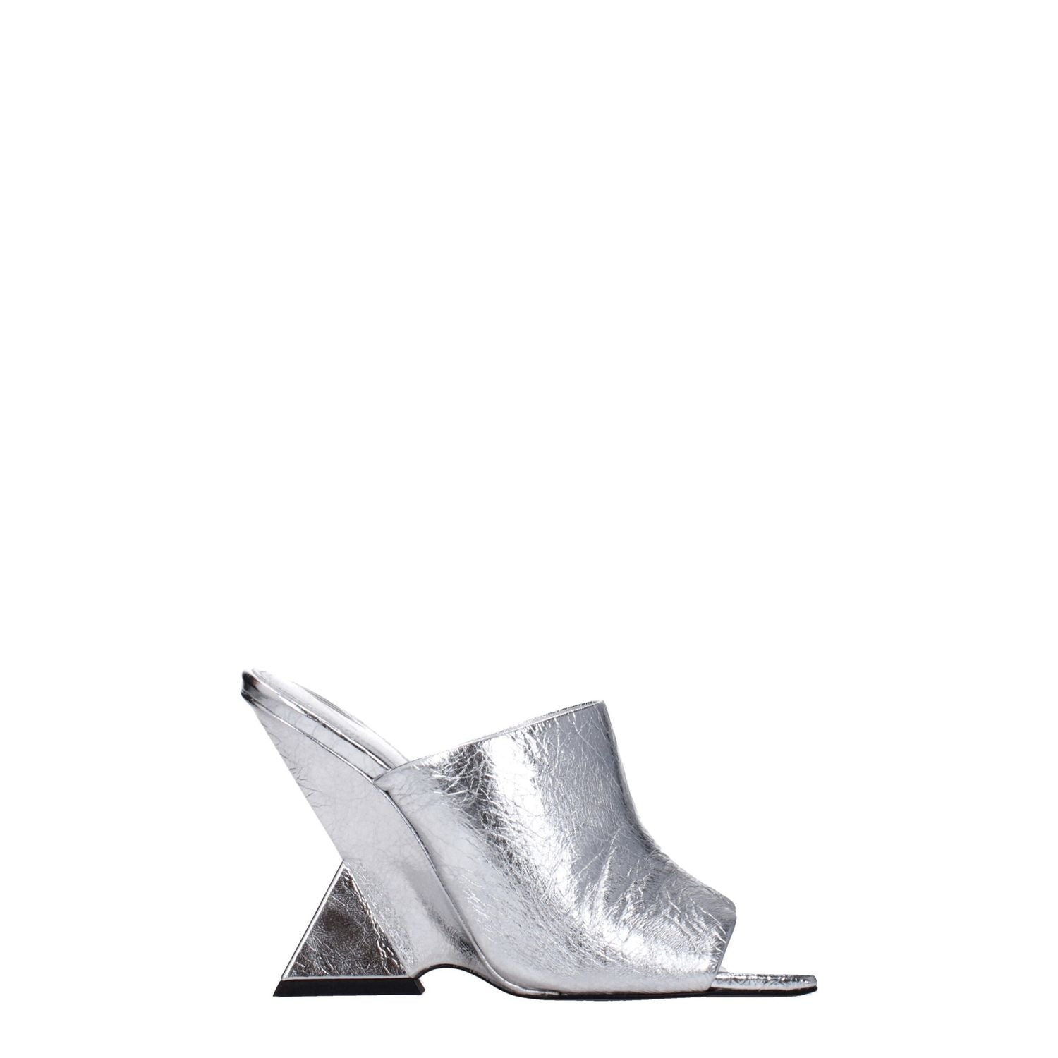 The Attico Gray Leather Platform Sandals