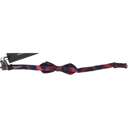 Dolce & Gabbana Elegant Red Checkered Silk Bow Tie Bow Tie Dolce & Gabbana Dark Slate Gray