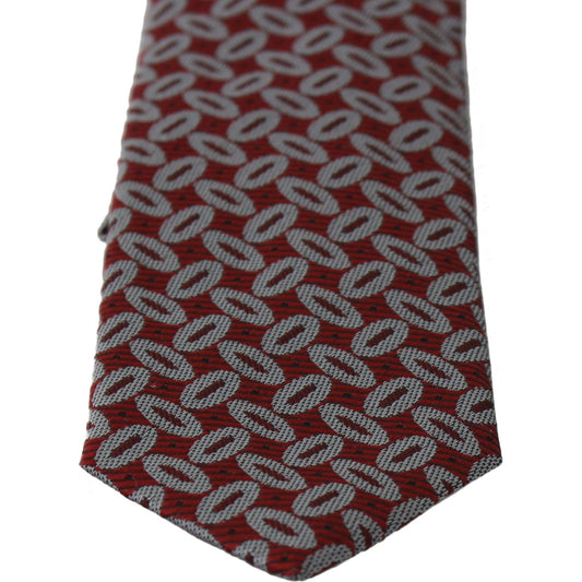 Dolce & Gabbana Elegant Red Printed Silk Neck Tie Necktie Dolce & Gabbana Dark Slate Gray