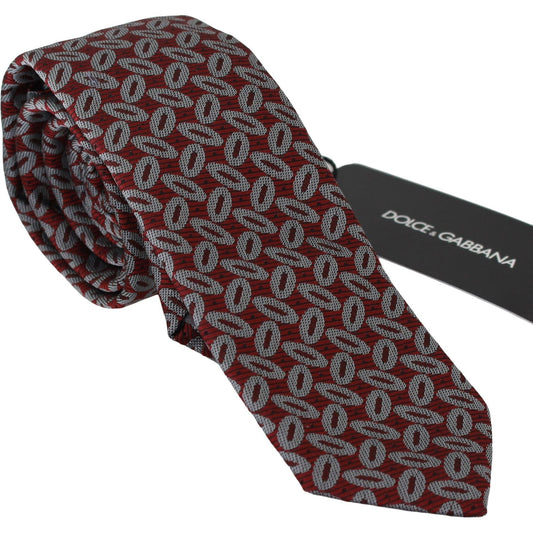 Dolce & Gabbana Elegant Red Printed Silk Neck Tie Necktie Dolce & Gabbana Dark Slate Gray