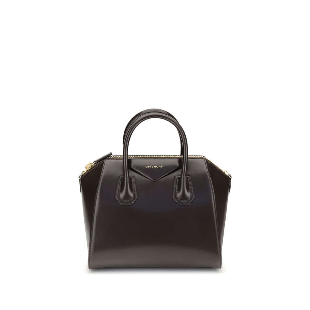 Front view with bag zipped and handles upright.
