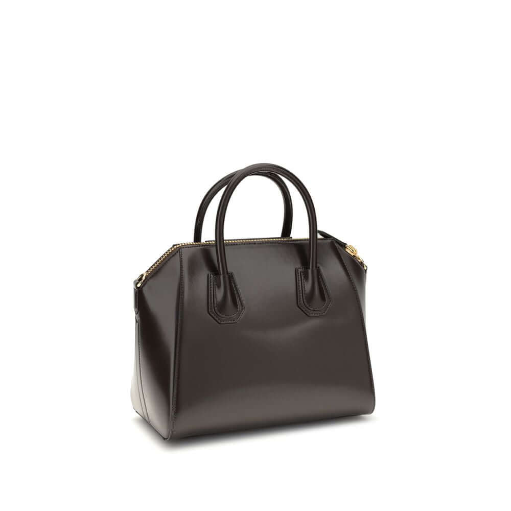 Front view with bag zipped and handles upright.