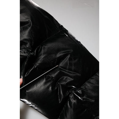 Dolce & Gabbana Black Logo Full Zip Hooded Quilted Jacket