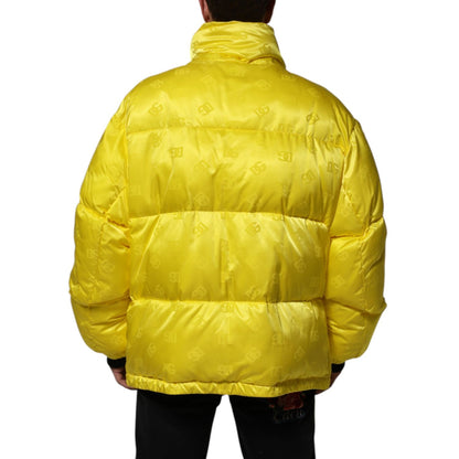 Dolce & Gabbana Yellow Nylon Logo Puffer Bomber Men Jacket