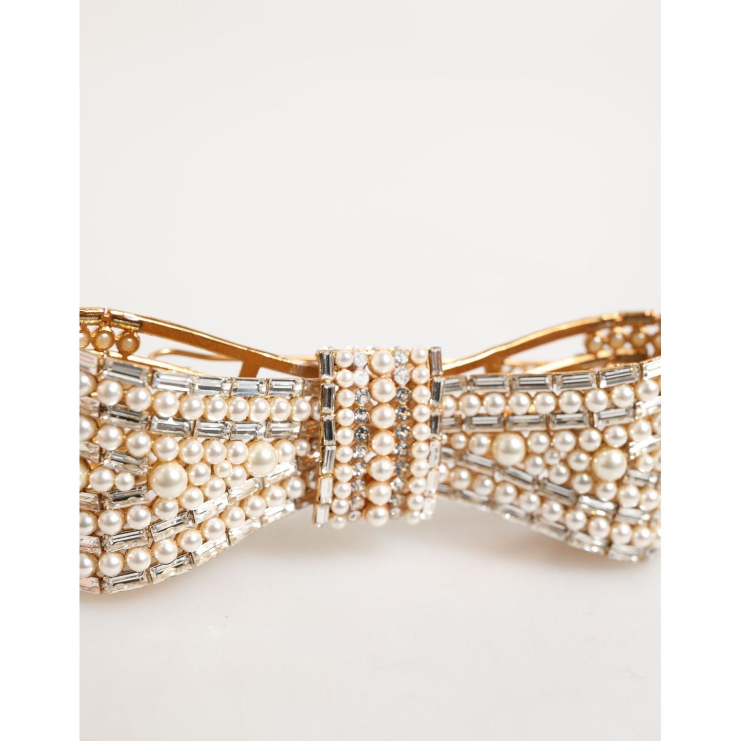 Dolce & Gabbana Gold Brass Glas Crystal Faux Pearl Embellished Brooch