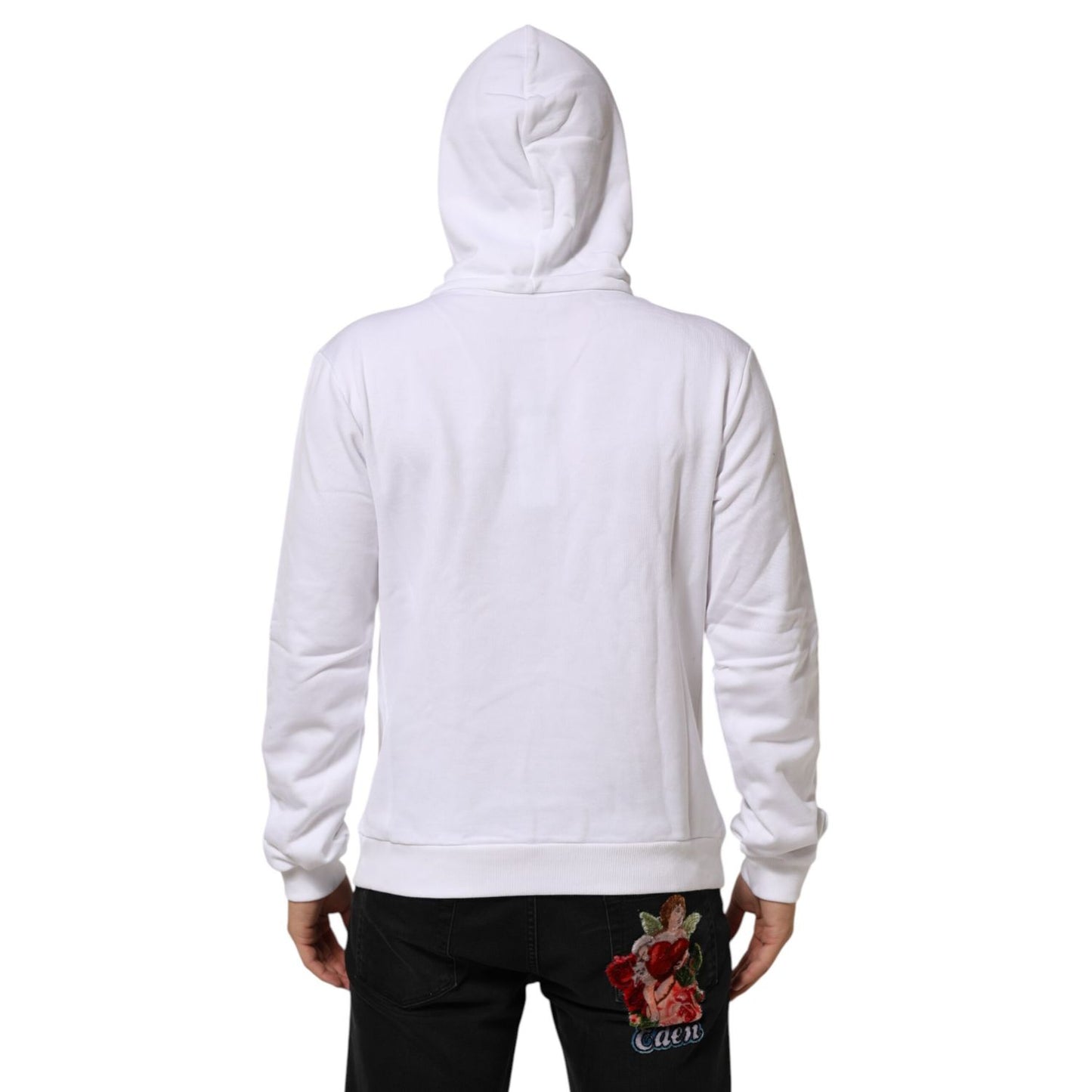 Dolce & Gabbana White Sacred Heart Hooded Sweatshirt Sweater