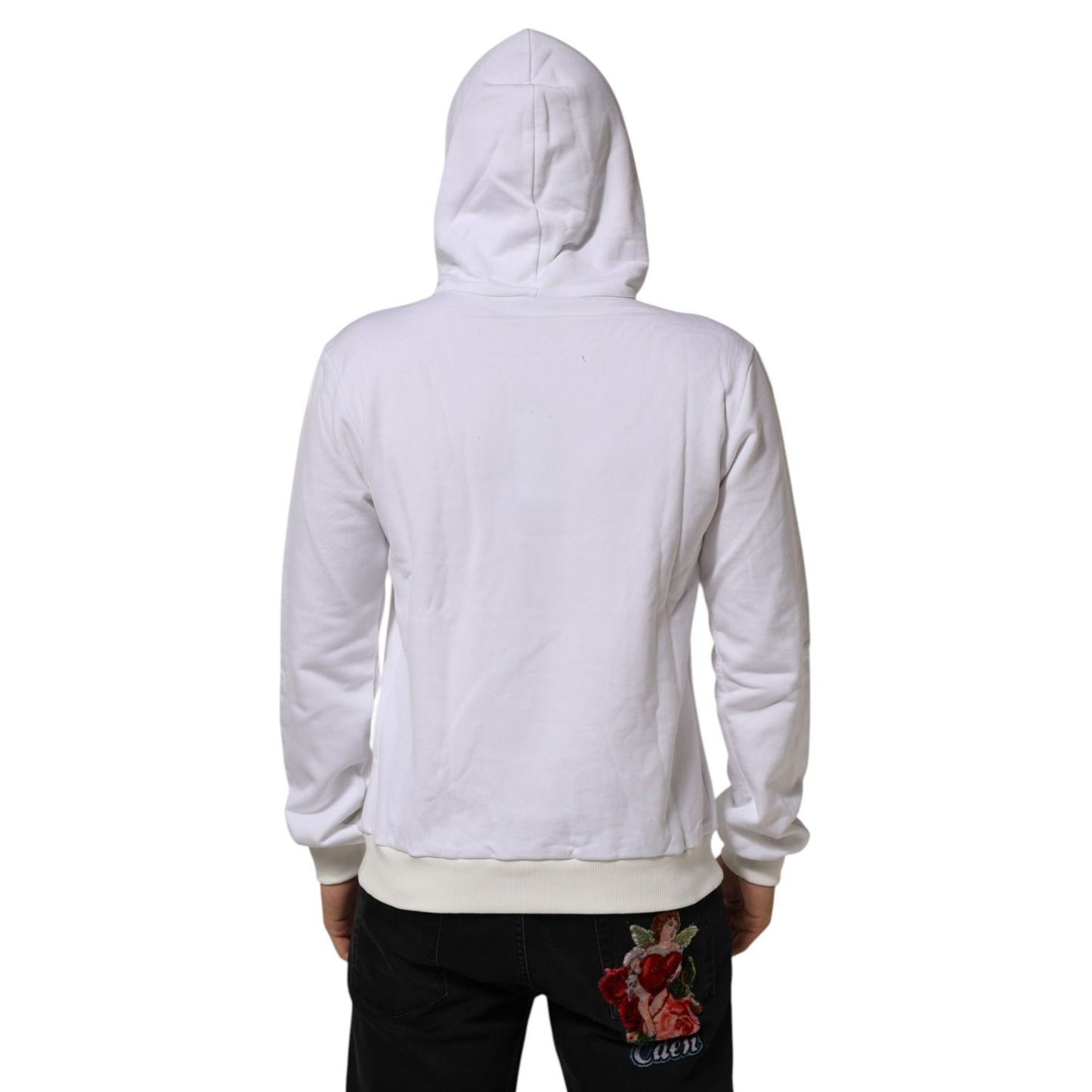 Dolce & Gabbana White Sacred Heart Hooded Sweatshirt Sweater