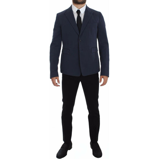 Dolce & Gabbana Elegant Blue Cotton Stretch Blazer Jacket Dolce & Gabbana Dark Slate Gray