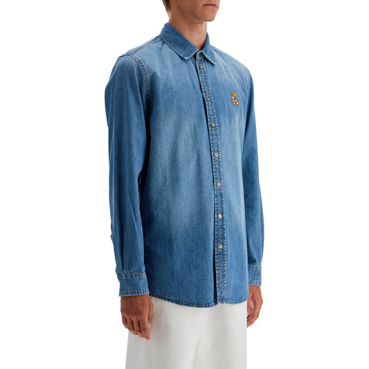 Moschino denim shirt with patch details Shirts Moschino Slate Gray