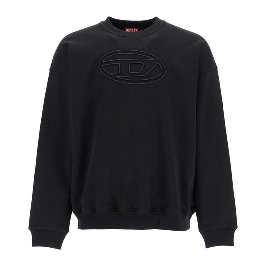 Diesel black cotton sweatshirt with embroidered s-mart-bigoval logo Topwear Diesel Black