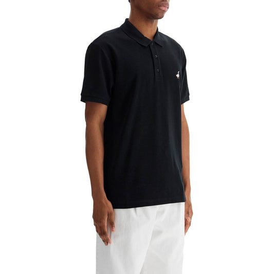 Moschino men's black cotton polo with duck embroidery Topwear Moschino Black