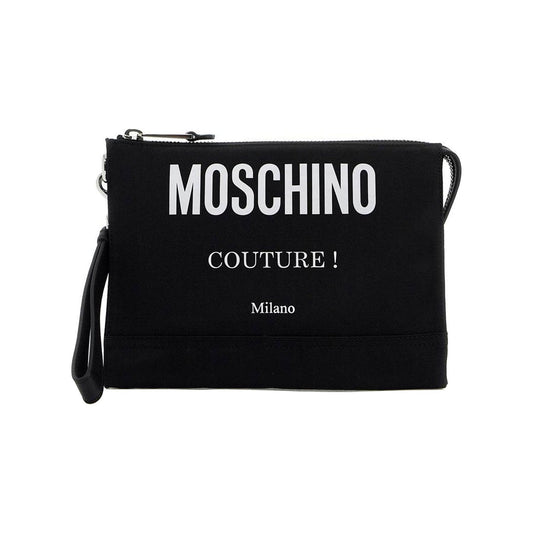 Moschino nylon logo pouch with zip Business & travel bags Moschino Black