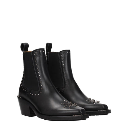 Chloé Black Leather Ankle Boots