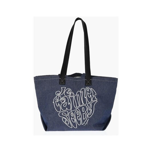 Chloé Chloé SEE BY Denim Tote Bag with Embossed Embroidery CHP640405GD 1728,74866327712,Bags,Blue,Chloé,New with tags,Tote Bags - Women - Bags,Women,Women - Bags