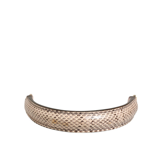 Dolce & Gabbana Beige Brown Snakeskin Leather Gold Ring Shoulder Strap