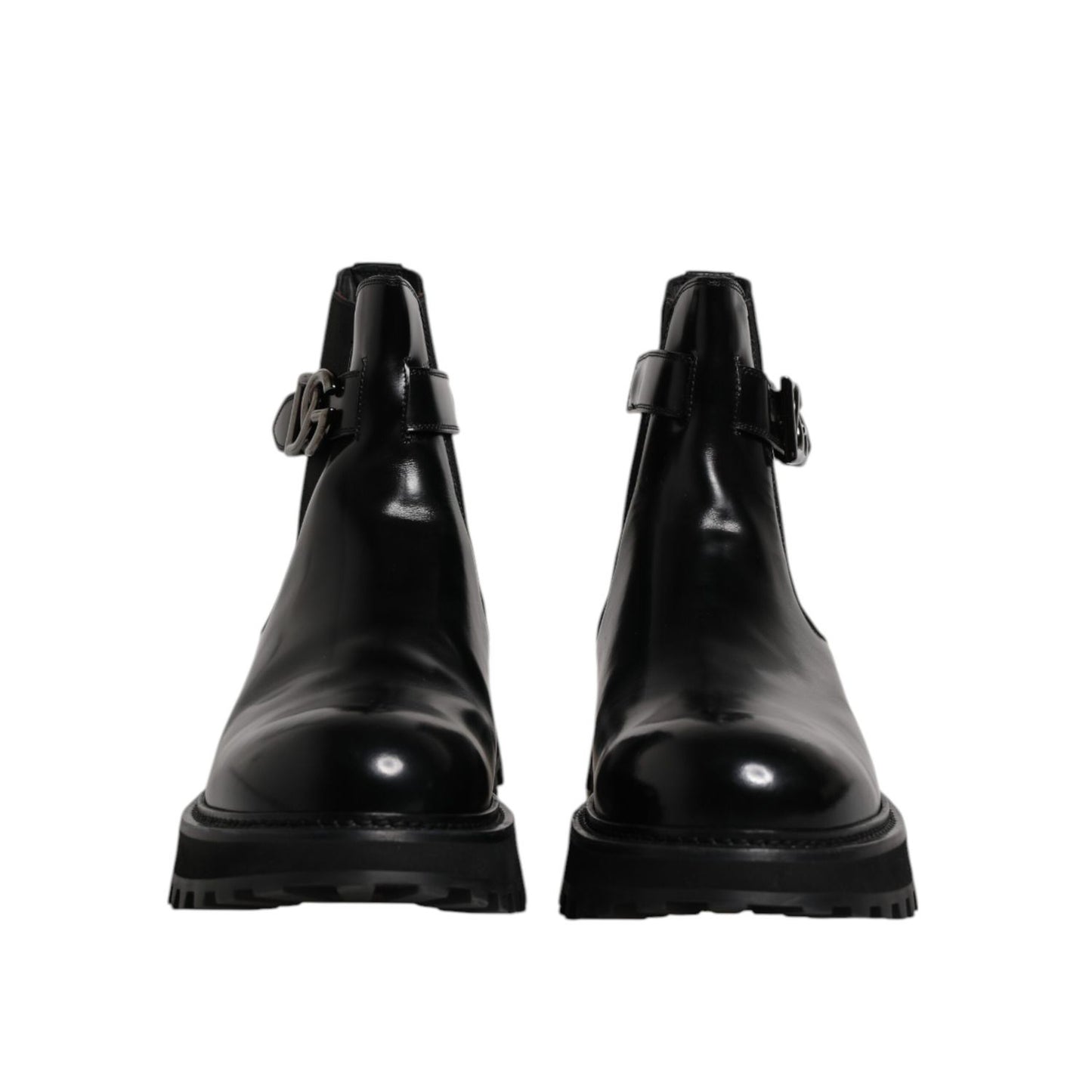 Dolce & Gabbana Black Belted DG Logo Men Chelsea Boots Shoes