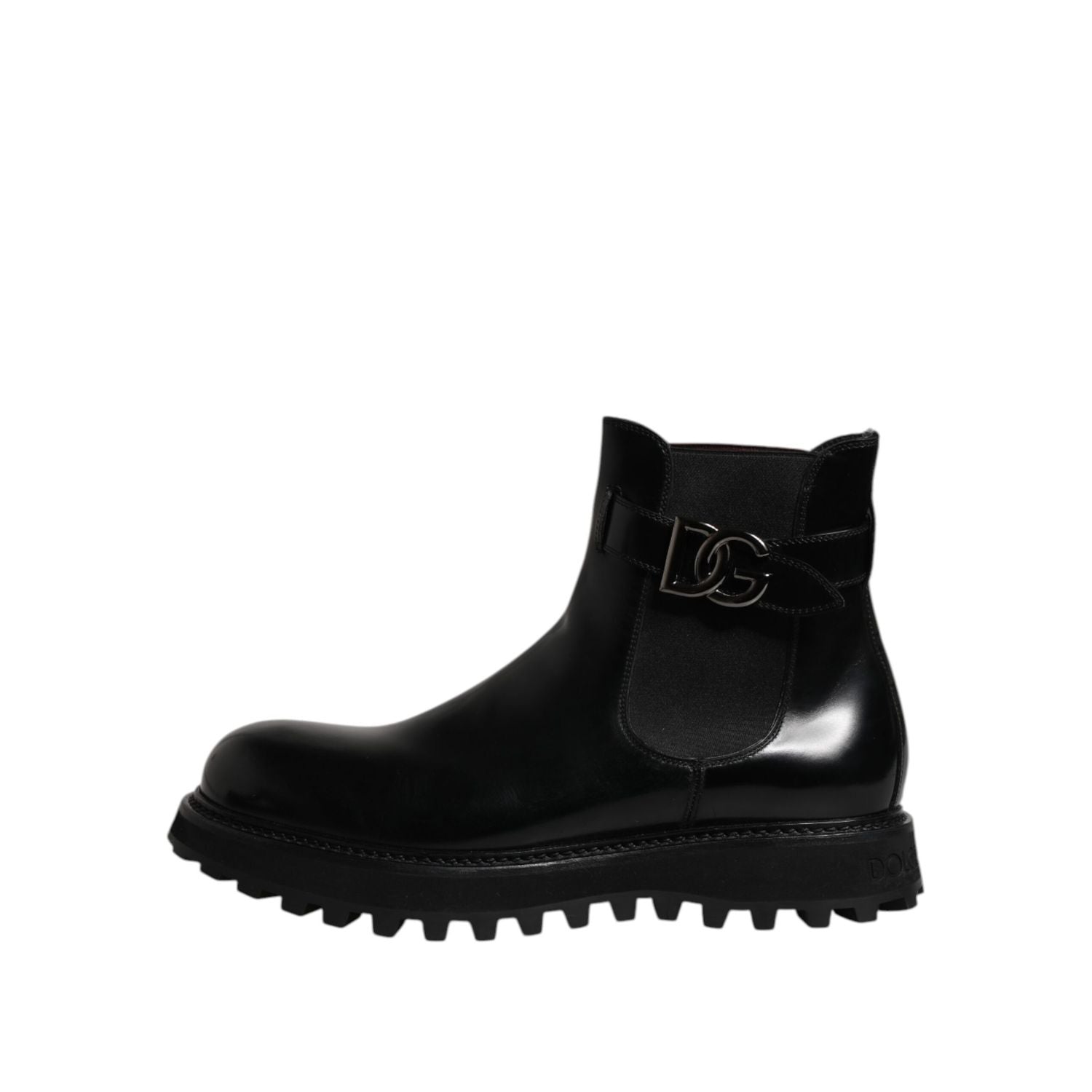 Dolce & Gabbana Black Belted DG Logo Men Chelsea Boots Shoes