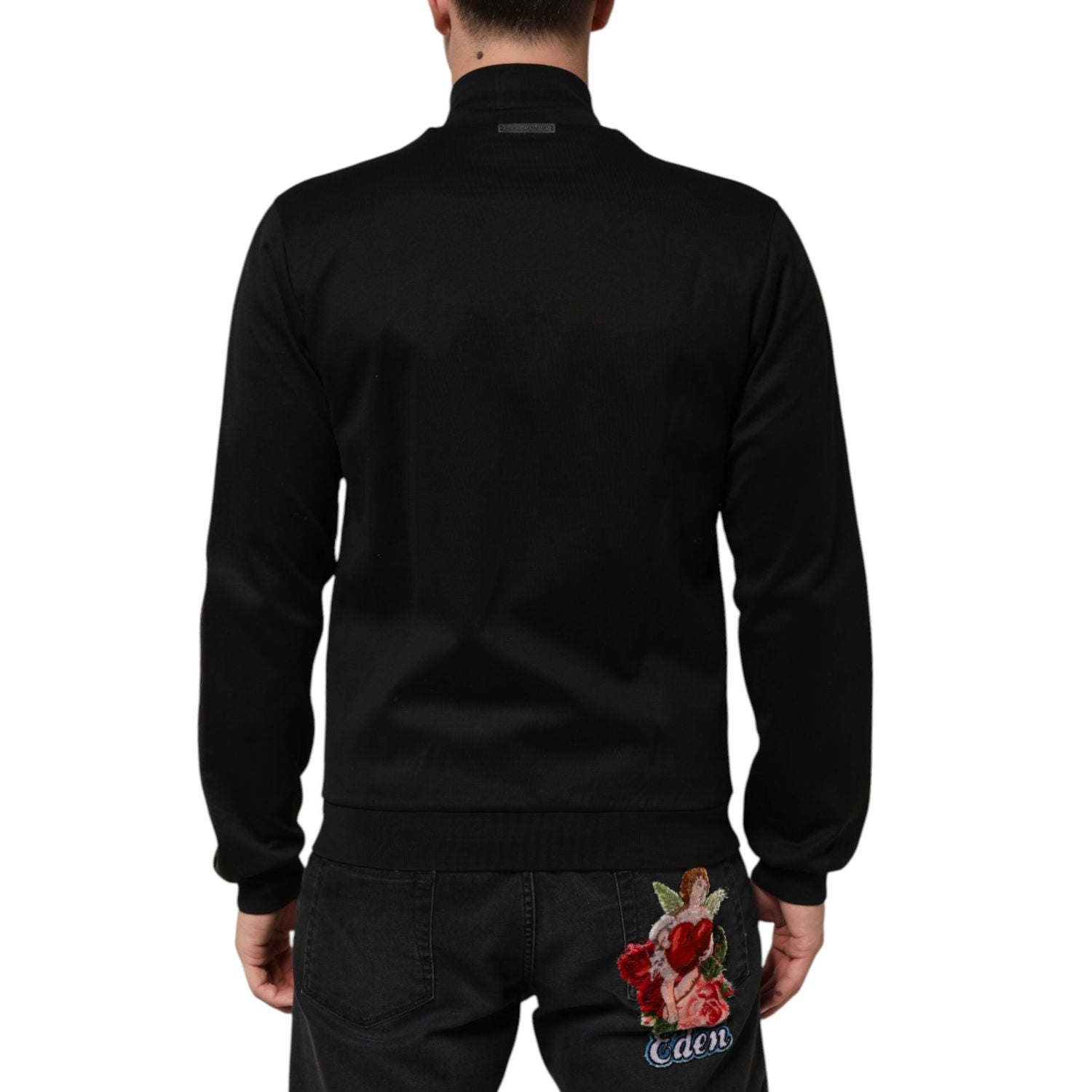 Dolce & Gabbana Black Cotton Logo Full Zip Men Bomber Jacket