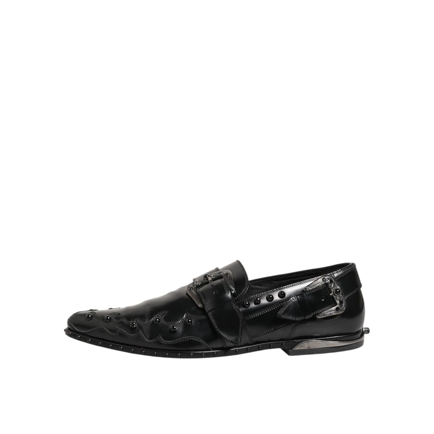 Dolce & Gabbana Black Embellished Dress Monk Strap Shoes