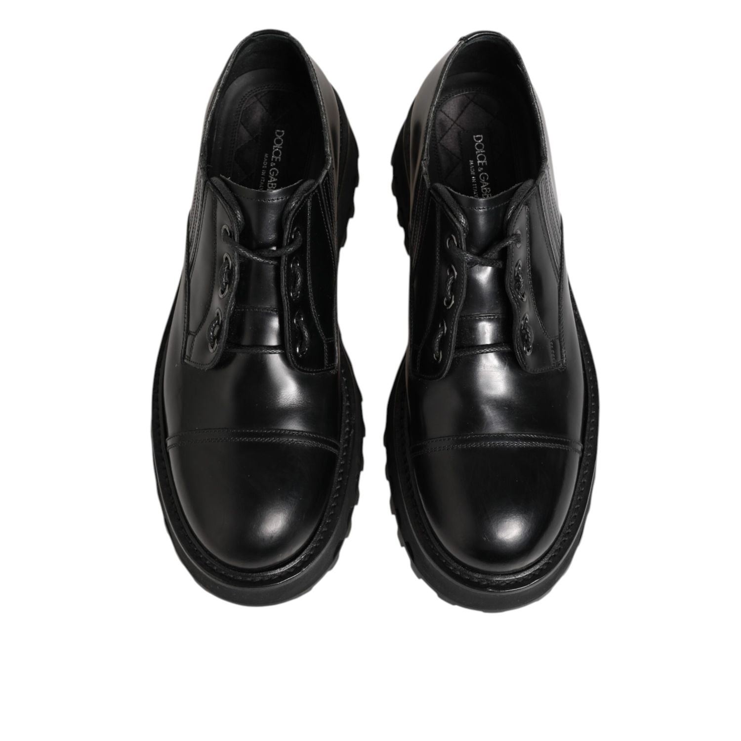 Dolce & Gabbana Black Leather Lace Up Derby Men Dress Shoes