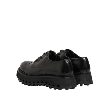 Dolce & Gabbana Black Leather Lace Up Derby Men Dress Shoes