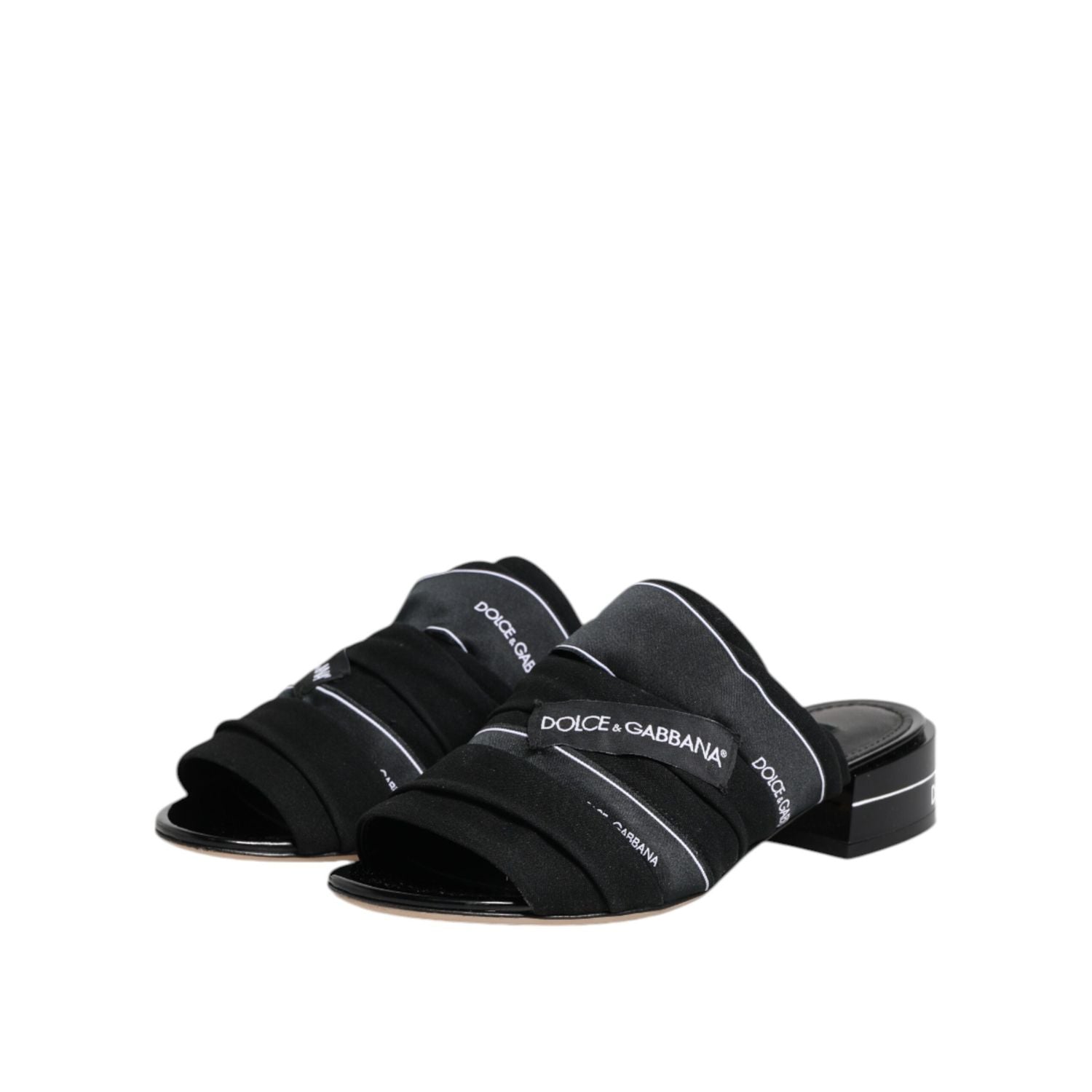 Dolce & Gabbana Black Slides Slip On Sandals Shoes