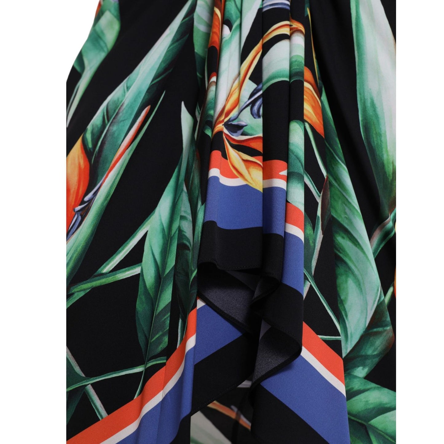 Dolce & Gabbana Black Strelitzia High Waist Wrap Midi Skirt