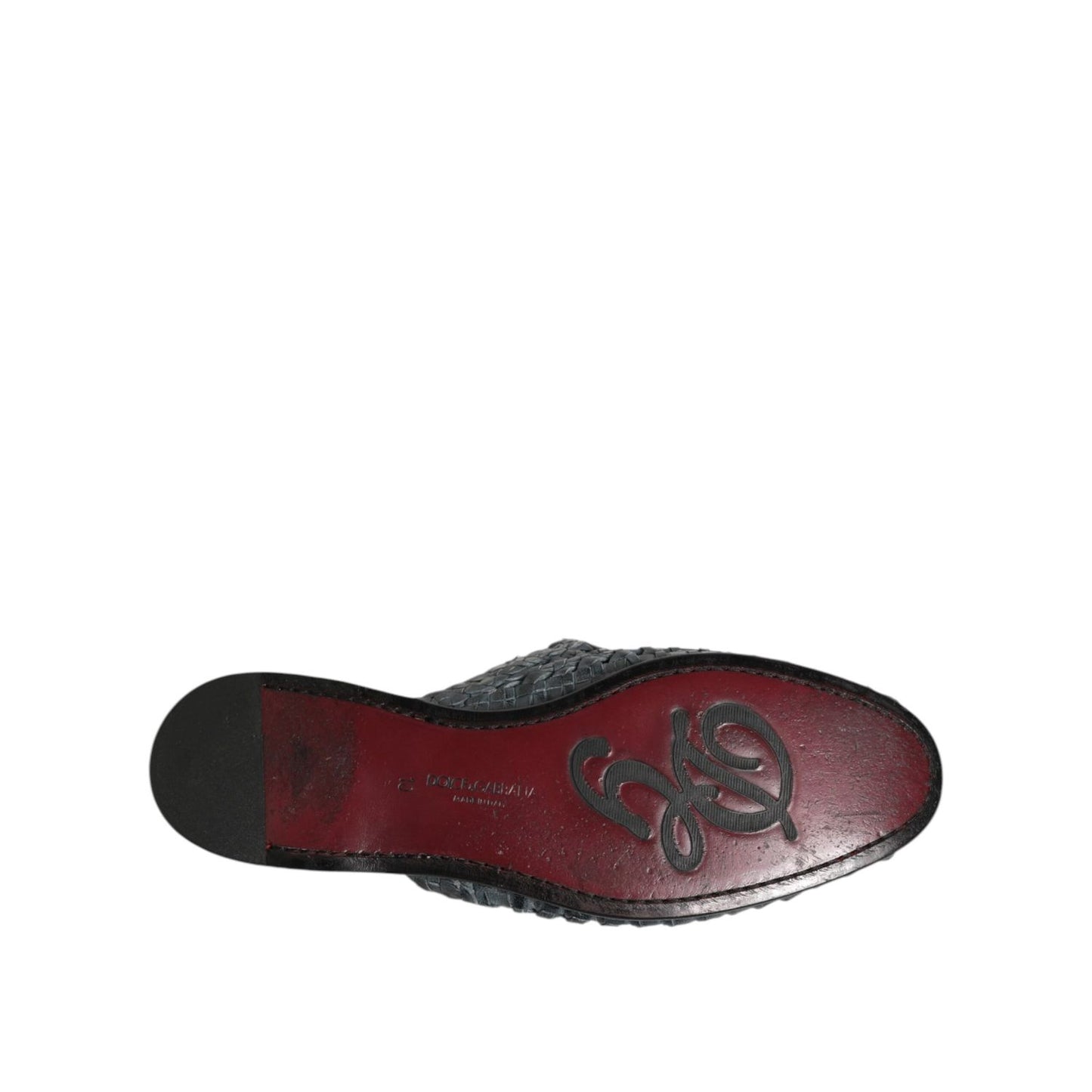 Dolce & Gabbana Blue Woven Slides MULES Men Sandals Shoes