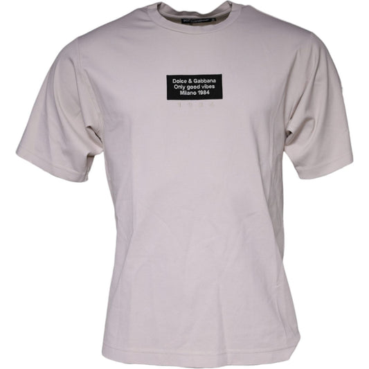 Dolce & Gabbana Dolce & Gabbana Beige Logo Cotton Blend Crew Neck T-shirt TSH87032-44 1728,67345645728,Beige,Dolce & Gabbana,IT44 | XS,Material: 59% Cotton 38% Nylon 3% Elastane,Men,Preowned / Defect,T-Shirts - Men - Clothing
