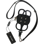 Dolce & Gabbana Black Calfskin Leather DG Logo Coin Purse Lanyard Wallet Dolce & Gabbana Dark Slate Gray