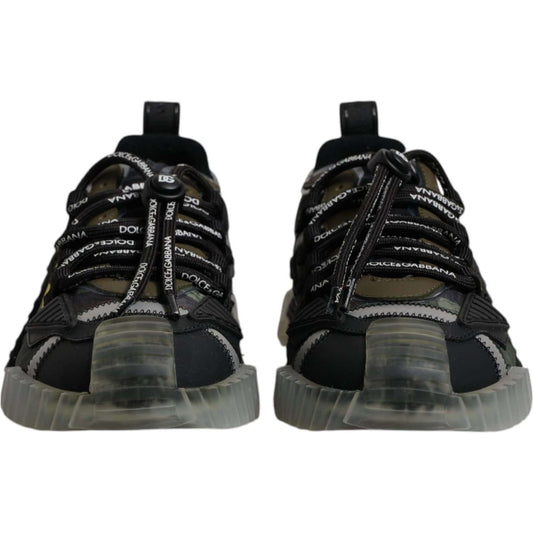 Dolce & Gabbana-Dolce & Gabbana Black Green Camo NS1 Low Top Sneakers Shoes-1728,67345645728,Black,Dolce & Gabbana,EU40.5/US7.5,EU40/US7,Material: 50% Polyester 20% Calf Leather 10% Nylon 5% Cotton 5% Elastane 5% Viscose 5% PVC,Men,Men - Shoes,Preowned /