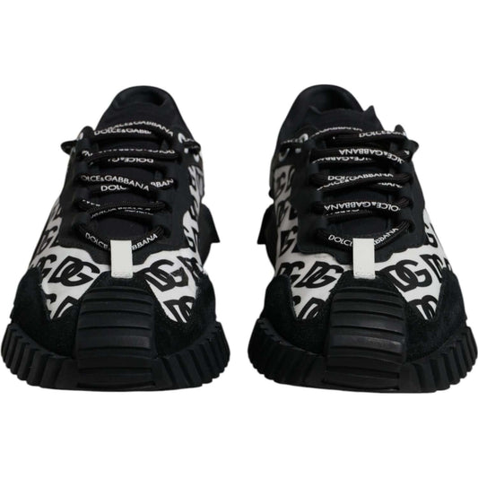 Dolce & Gabbana-Dolce & Gabbana Black Logo Lace Up Low Top NS1 Sneakers Shoes-1728,67345645728,Black and White,Dolce & Gabbana,EU44/US11,Material: 70% Nylon 20% Leather 10% Elastane,Men,Men - Shoes,Preowned / Defect,Shoes,Sneakers - Men - Shoes-MV7194#2-4