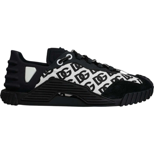 Dolce & Gabbana-Dolce & Gabbana Black Logo Lace Up Low Top NS1 Sneakers Shoes-1728,67345645728,Black and White,Dolce & Gabbana,EU44/US11,Material: 70% Nylon 20% Leather 10% Elastane,Men,Men - Shoes,Preowned / Defect,Shoes,Sneakers - Men - Shoes-MV7194#2-4