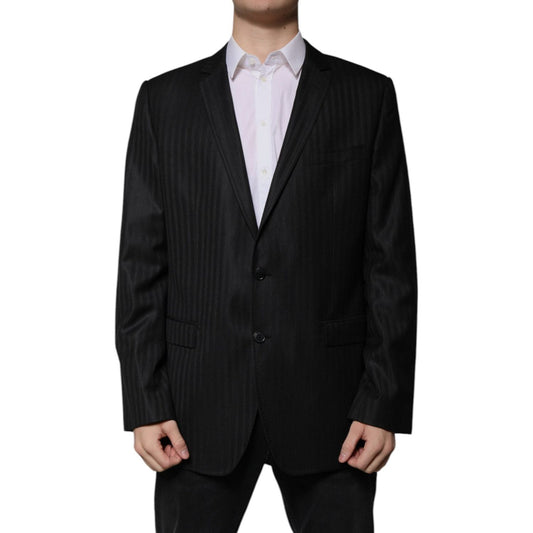 Dolce & Gabbana Dolce & Gabbana Black Stripe Wool Single Breasted Blazer 1728,67345645728,Black,Blazers - Men - Clothing,Clothing,Dolce & Gabbana,IT54 | XL,Material: 67% Wool 33% Silk,Men,Men - Clothing,New with tags JKT2535 -54