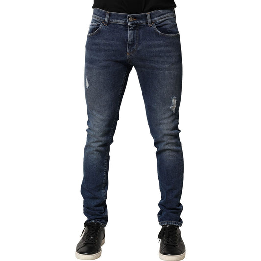 Dolce & Gabbana Dolce & Gabbana Blue Washed Skinny Cotton Denim Jeans PAN76451-48 1728,67345645728,Blue,Dolce & Gabbana,IT48 | M,Jeans & Pants - Men - Clothing,Material: 100% Cotton,Men,New with tags