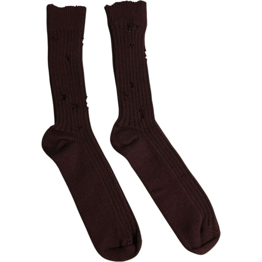 Dolce & Gabbana Dolce & Gabbana Brown Cotton Stretch Over The Calf Socks SCS2220-L 1728,67345645728,Brown,Dolce & Gabbana,L,Material: Cotton Blend,New with tags,Socks - Men - Accessories,Unisex