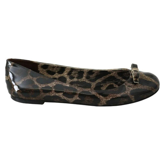 Dolce & Gabbana Dolce & Gabbana Brown Leopard Ballerina Flats Leather Shoes LA7688-36 1728,67345645728,Brown,Dolce & Gabbana,EU36/US5.5,EU38/US7.5,Flat Shoes - Women - Shoes,Material: 100% leather,Preowned / Defect
