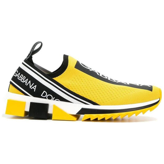 Dolce & Gabbana Dolce & Gabbana Chic Logo-Print Stretch Sneakers in Vibrant Yellow DO-12363-IT36|XXS 1728,67346170016,Dolce & Gabbana,IT36|XXS,New with tags,Sneakers - Women - Shoes,Women,Yellow