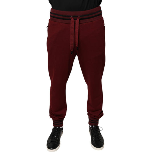 Dolce & Gabbana Dolce & Gabbana Dark Red Cotton Men Jogger Sweatpants Pants PAN75562-50 1728,67345645728,Dolce & Gabbana,IT50 | L,Jeans & Pants - Men - Clothing,Material: 100% Cotton,Men,Preowned / Defect,Red