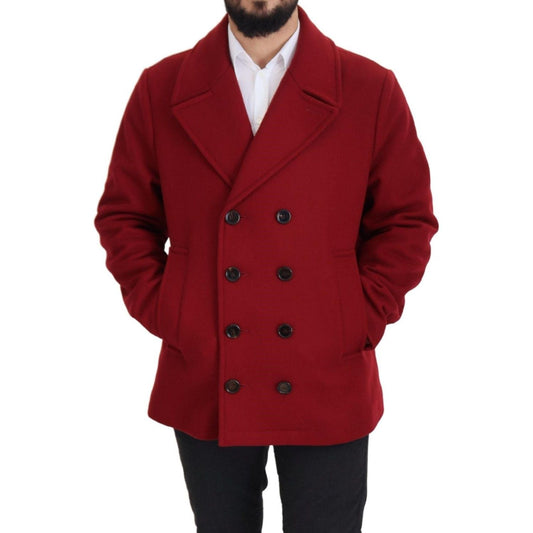 Dolce & Gabbana Dolce & Gabbana Elegant Red Double Breasted Wool Jacket JKT3348- 52 1728,25% Nylon,5% Cashmere,67345645728,Dolce & Gabbana,IT52 | L,Jackets - Men - Clothing,Material: 70% Virgin Wool,Men,New with tags,Red