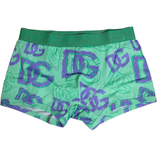 Dolce & Gabbana Dolce & Gabbana Green Cotton DG Logo Printed Boxer Underwear BIK1254-4 1728,67345645728,Dolce & Gabbana,Green,IT4 | S,Material: 93% Cotton 7% Elastane,Men,New with tags,Underwear - Men - Clothing