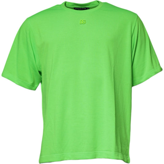 Dolce & Gabbana Dolce & Gabbana Green DG Logo Cotton Crew Neck T-shirt TSH87526-50 1728,67345645728,Dolce & Gabbana,Green,IT50 | L,IT54 | XL,Material: 100% Polyester,Men,New with tags,T-Shirts - Men - Clothing