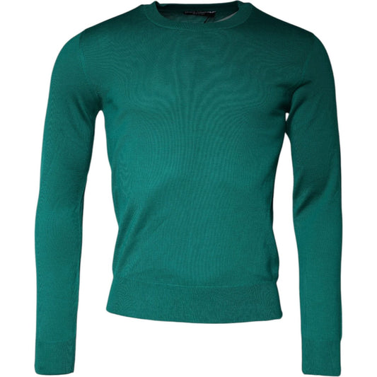Dolce & Gabbana Dolce & Gabbana Green Wool Knit Crew Neck Pullover Sweater TSH86980-44 1728,67345645728,Dolce & Gabbana,Green,IT44 | XS,Material: 100% Virgin Wool,Men,New with tags,Sweaters - Men - Clothing