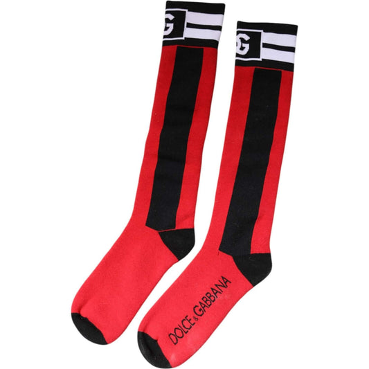Dolce & Gabbana Dolce & Gabbana Red Cotton Stretch Printed Socks SCS2255-L 1728,67345645728,Dolce & Gabbana,L,Material: 73% Cotton 25% Nylon 2% Elastane,New with tags,Other - Women - Accessories,Red,Women