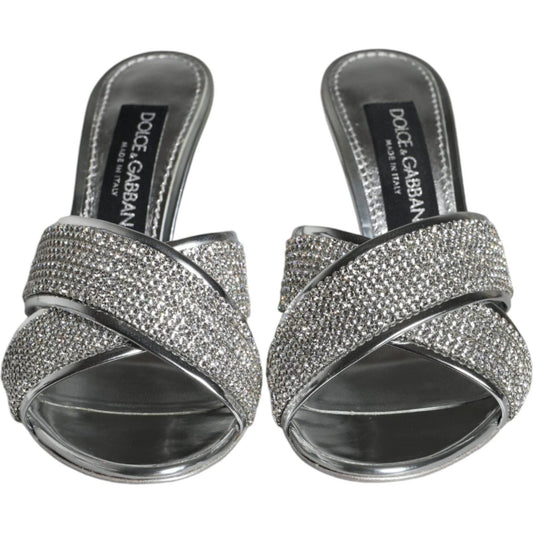 Dolce & Gabbana Dolce & Gabbana Silver Crystals Keira Heels Slides Shoes LA11355-37 1728,67345645728,Dolce & Gabbana,EU37/US7,Material: 40% Crystals 27% PU 15% Brass 8% Polyester 5% Viscose 2% Silk,Preowned / Defect,Sandals - Women - Shoes,Silver,Women