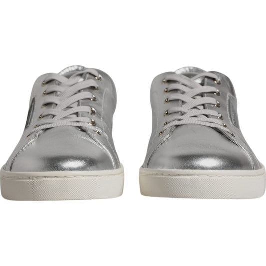 Dolce & Gabbana Dolce & Gabbana Silver London Low Top Leather Sneakers Shoes MV6421-43 1728,67345645728,Dolce & Gabbana,EU43/US10,Material: 100% Calf Leather,Men,Preowned / Defect,Silver,Sneakers - Men - Shoes
